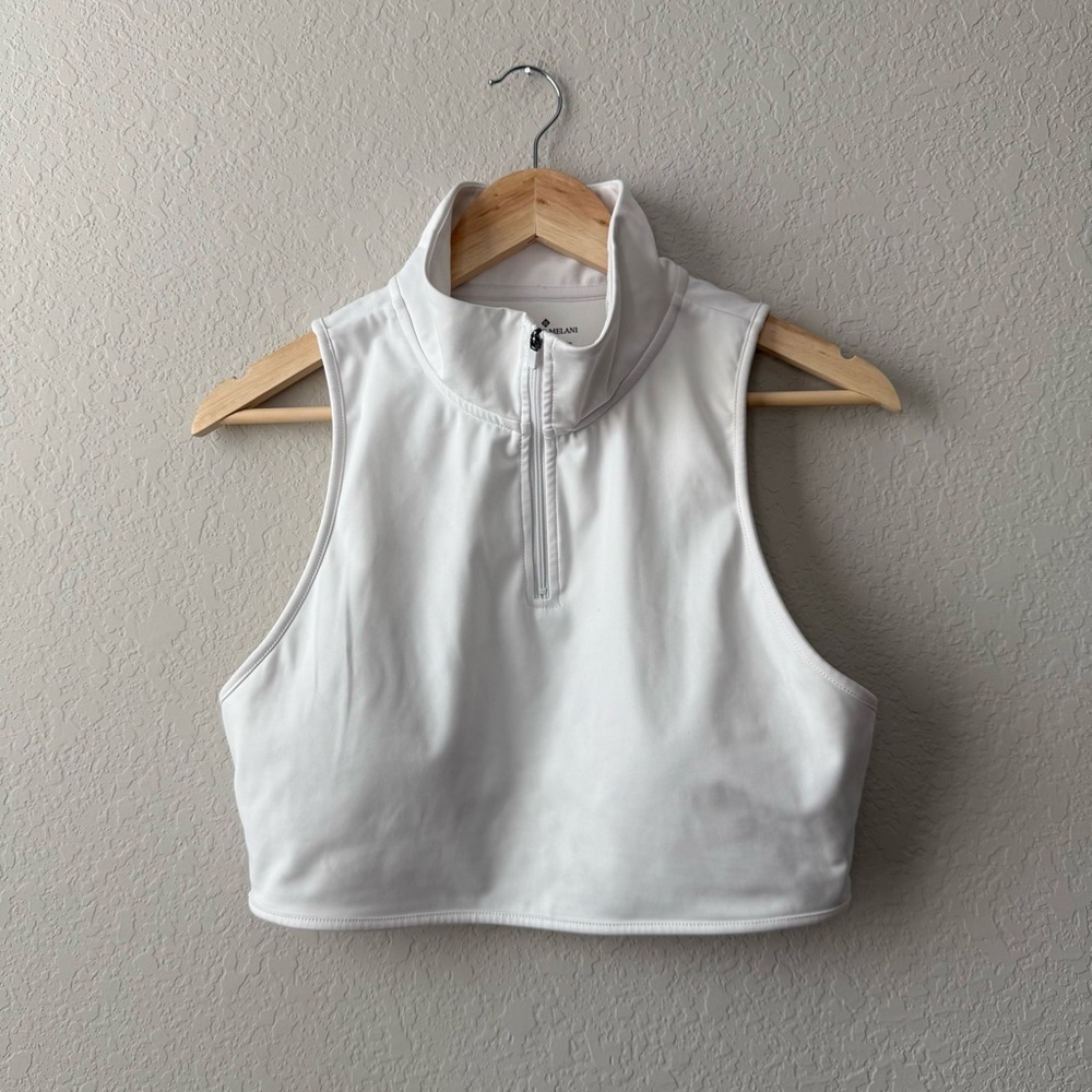 ANTONIO MELANI‎ White Zip-Up Crop Top